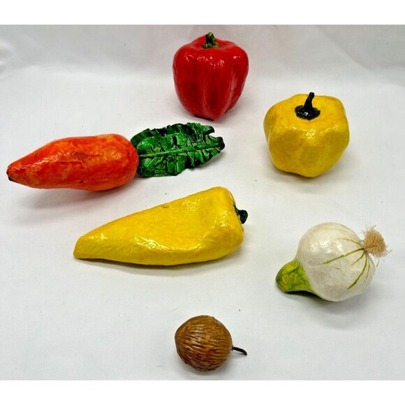 LOT OF 6 Paper Mache Staging Vegetables Veggies-Papier Fake Decorative Prop Food - Picture 1 of 13